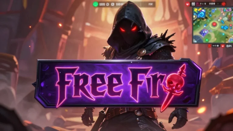 Captura de un personaje con equipo táctico agachado tras un muro de hielo en una isla tropical al atardecer, con ambiente oscuro y neblina, en una partida de nicks oscuros Free Fire