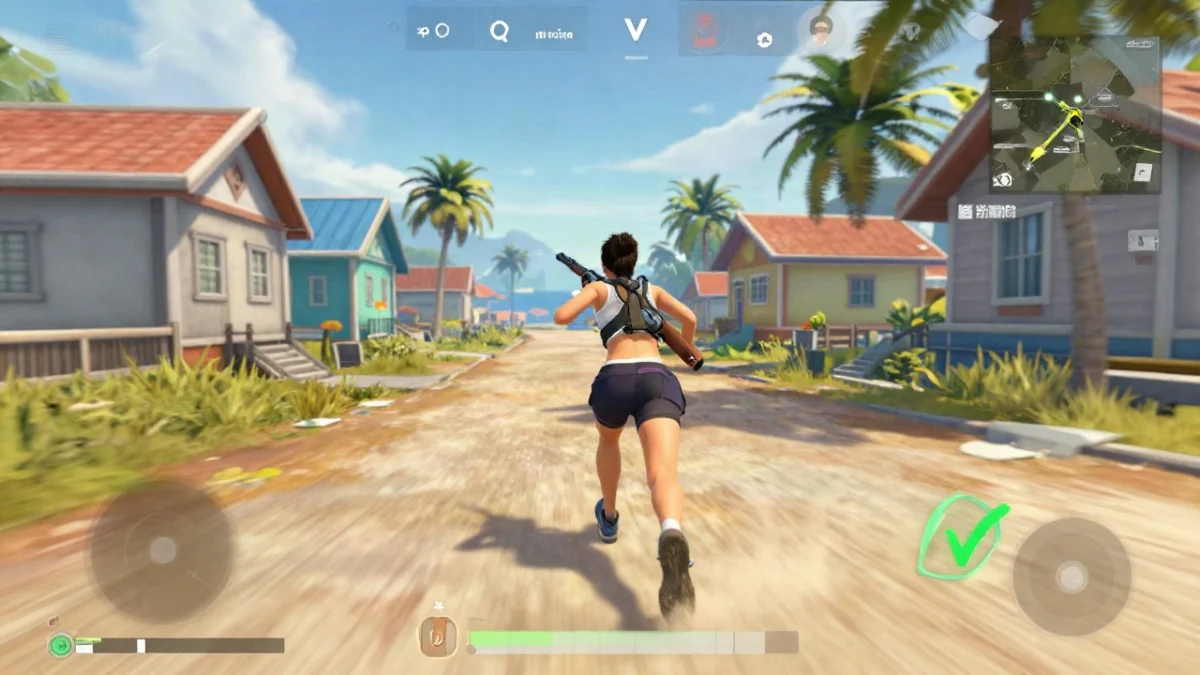 Kelly vs Morse en Free Fire: cuál corre más rápido 1 Personaje genérico corriendo por un campo abierto de una isla tropical con efecto de sigilo, comparando la velocidad de Kelly vs Morse en Free Fire