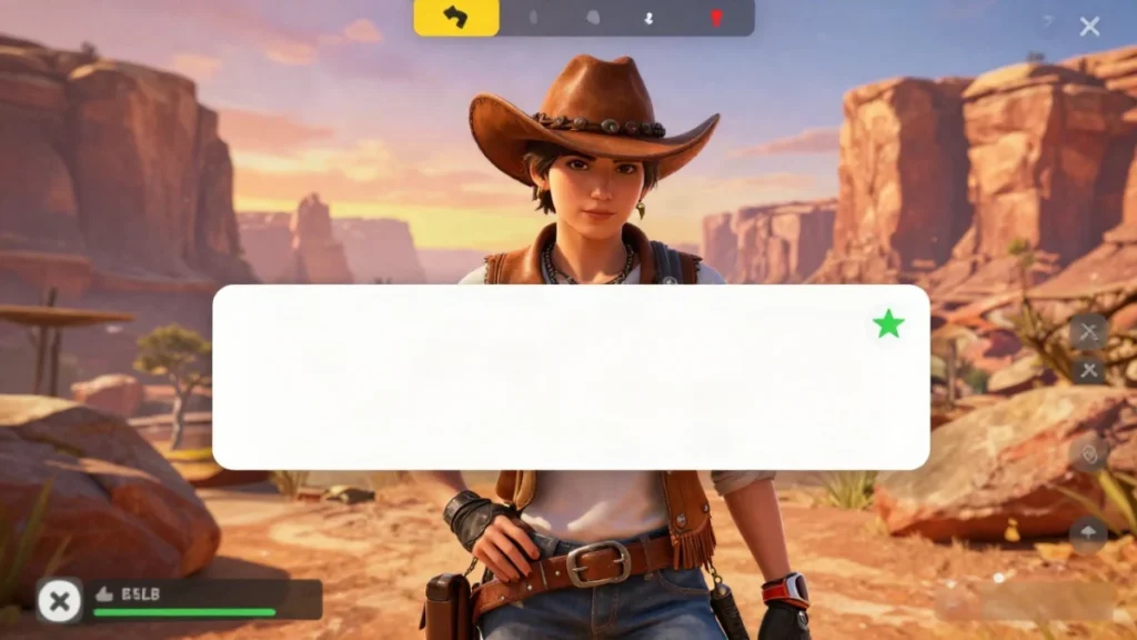 Nicks de vaquero para Free Fire: 50 ideas western que sí caben 2 Personaje genérico en un cañón desértico revisando el entorno con el rifle bajado, en un momento tranquilo de partida de Battle Royale.